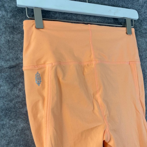 Free People Movement Leggings Small Neon Orange High Rise Infinity Cutout Capri - Picture 4 of 12